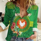 Polynesian Women's Long Sleeve Shirt  Polynesian design Honu, Wave, Sun, Spear, Fern Symbols Polynesian shirts NCY196