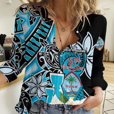 Polynesian Women's Long Sleeve Shirt  Polynesian design Honu, Wave, Sun, Spear, Fern Symbols Polynesian shirts NCY122