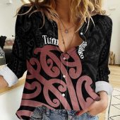 Polynesian Women's Long Sleeve Shirt  Polynesian design Honu, Wave, Sun, Spear, Fern Symbols Polynesian shirts NCY223