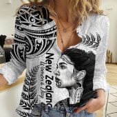 Polynesian Women's Long Sleeve Shirt  Polynesian design Honu, Wave, Sun, Spear, Fern Symbols Polynesian shirts NCY104