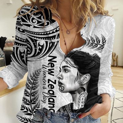 Polynesian Women's Long Sleeve Shirt  Polynesian design Honu, Wave, Sun, Spear, Fern Symbols Polynesian shirts NCY104