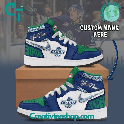 WHL Seattle Thunderbirds Custom Name Air Jordan 1 Sneaker - soulcals.com