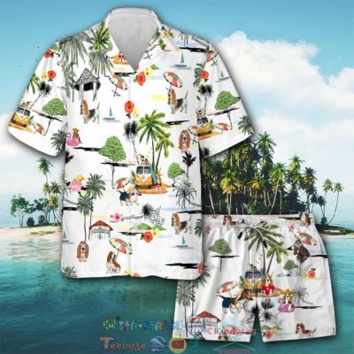 Basset Hound Beach Hippie Hawaiian Shirt And Shorts - Hot Sale 2025