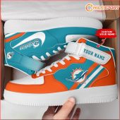 Miami Dolphins Personalized Stylish High Top Sneakers - soulcals
