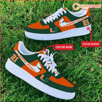 Miami Hurricanes NCAA Air Low Top AF1 Sneakers Shoes for Fans Stylish Footwear - soulcals