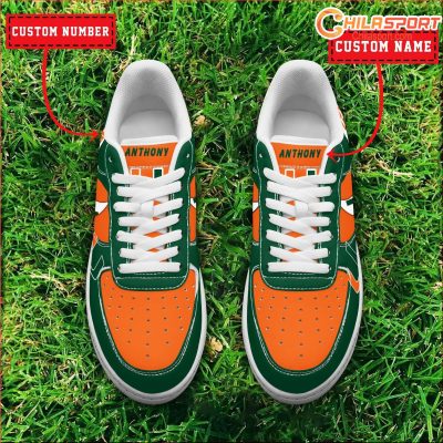 Miami Hurricanes NCAA Air Low Top AF1 Sneakers Shoes for Fans Stylish Footwear - soulcals