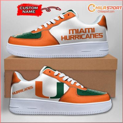 Miami Hurricanes NCAA Air Low Top AF1 Sneakers Stylish Trendy Shoes For Fans - soulcals