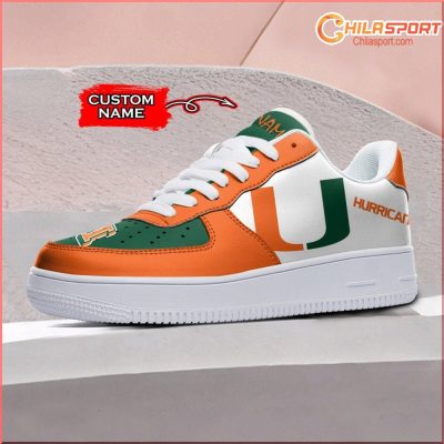 Miami Hurricanes NCAA Air Low Top AF1 Sneakers Stylish Trendy Shoes For Fans - soulcals