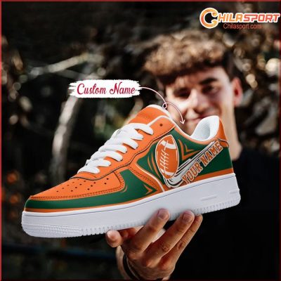 Miami Hurricanes NCAA Air Low Top AF1 Sneakers Stylish Trendy Shoes - soulcals