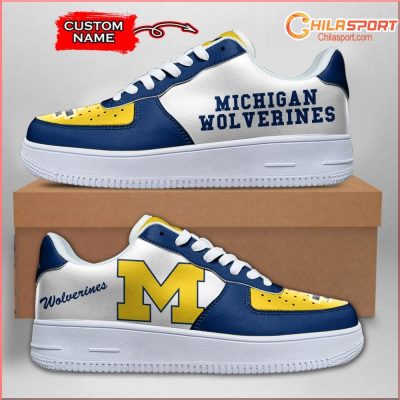 Michigan Wolverines Air Low Top AF1 Sneakers Shoes Stylish Fan Gear for Men and Women - soulcals