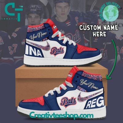 WHL Regina Pats Custom Name Air Jordan 1 Sneaker - soulcals.com