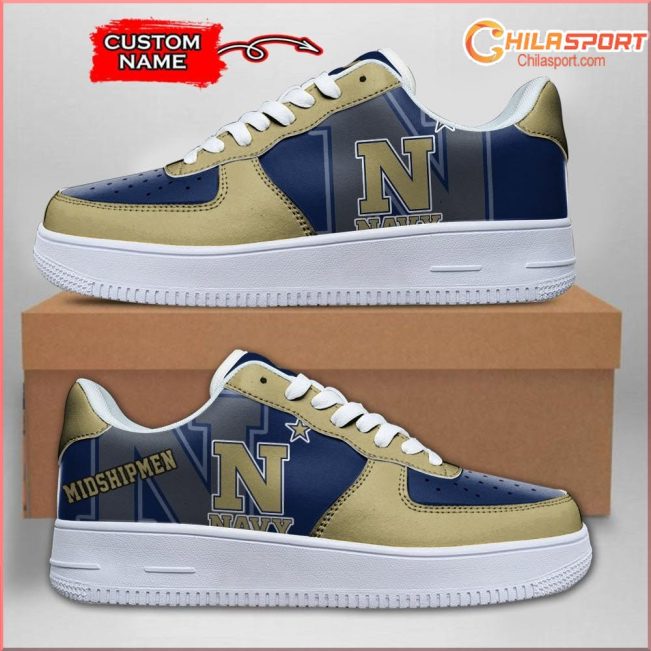 Navy Midshipmen Sneakers Stylish Air Low Top AF1 Shoes for Men Women College Sports Fans - soulcals
