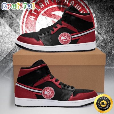 NBA Atlanta Hawks Red Black Air Jordan 1 High Sneakers