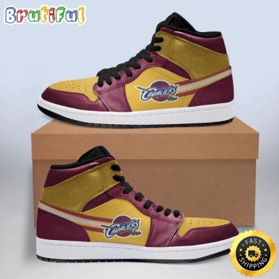 NBA Cleveland Cavaliers Wine Gold Air Jordan 1 High Sneakers