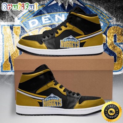 NBA Denver Nuggets Black Yellow Air Jordan 1 High Sneakers