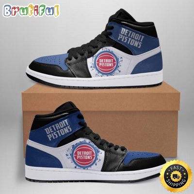 NBA Detroit Pistons Blue Black Air Jordan 1 High Sneakers