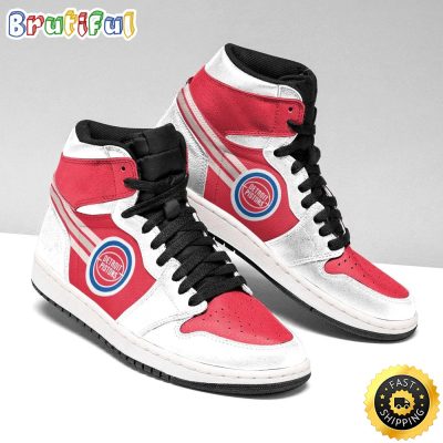 NBA Detroit Pistons White Red Air Jordan 1 High Sneakers