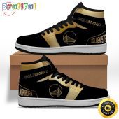 NBA Golden State Warriors Black Gold Blooded Air Jordan 1 High Sneakers