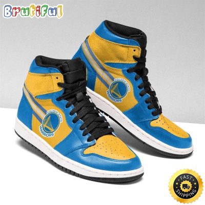 NBA Golden State Warriors Gold Blue Air Jordan 1 High Sneakers Iconic Air Jordan 1 Shoes