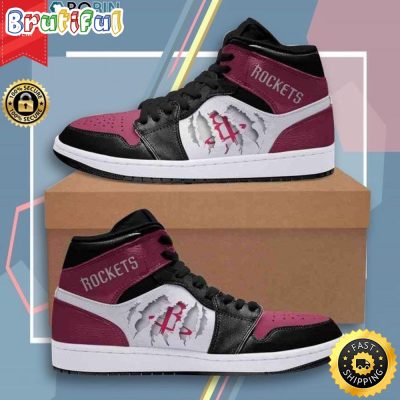 NBA Houston Rockets Red Black Air Jordan 1 High Sneakers Classic Air Jordan Sneakers