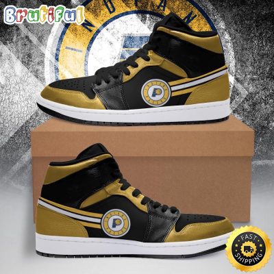 NBA Indiana Pacers Gold Black Air Jordan 1 High Sneakers