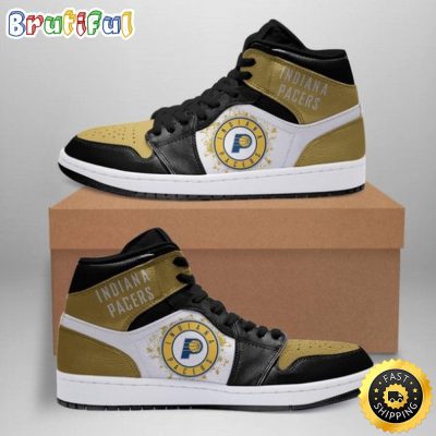 NBA Indiana Pacers Gold White Air Jordan 1 High Sneakers