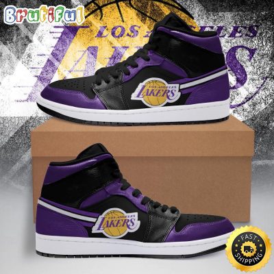 NBA Los Angeles Lakers Purple Black Air Jordan 1 High Sneakers