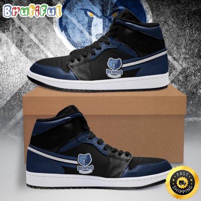 NBA Memphis Grizzlies Navy Blue Black Air Jordan 1 High Sneakers