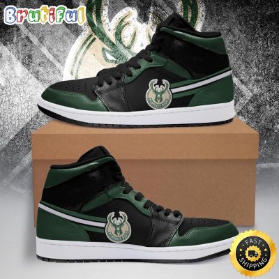 NBA Milwaukee Bucks Green Black Air Jordan 1 High Sneakers