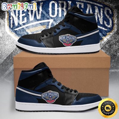 NBA New Orleans Pelicans Black Navy Air Jordan 1 High Sneakers