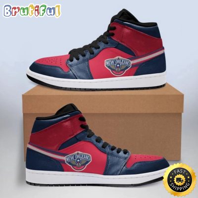 NBA New Orleans Pelicans Red Navy Air Jordan 1 High Sneakers