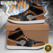 NBA New York Knicks Orange Black Air Jordan 1 High Sneakers