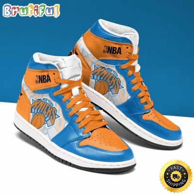 NBA New York Knicks Orange Blue Air Jordan 1 High Sneakers