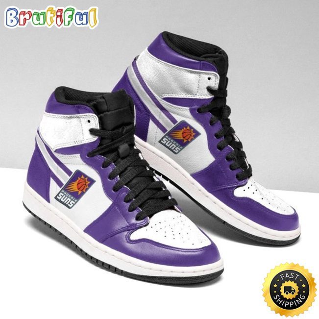 NBA Phoenix Suns White Purple Air Jordan 1 High Sneakers