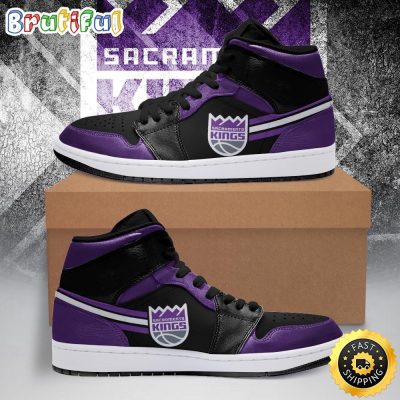 NBA Sacramento Kings Black Purple Air Jordan 1 High Sneakers