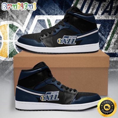 NBA Utah Jazz Black Navy Air Jordan 1 High Sneakers