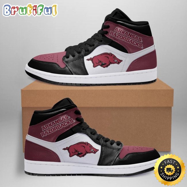 NCAA Arkansas Razorbacks Red White Air Jordan 1 High Sneakers