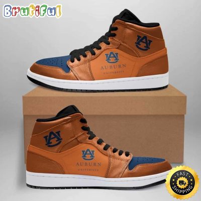 NCAA Auburn Tigers Orange Blue Air Jordan 1 High Sneakers