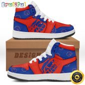 NCAA Boise State Broncos Blue Orange Scratch Air Jordan 1 High Sneakers