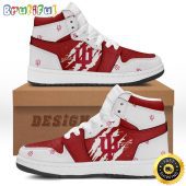 NCAA Indiana Hoosiers White Crimson Air Jordan 1 High Sneakers