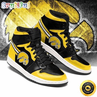 NCAA Iowa Hawkeyes Gold Black Air Jordan 1 High Sneakers