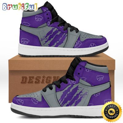 NCAA Kansas State Wildcats Purple Silver Scrath Air Jordan 1 High Sneakers