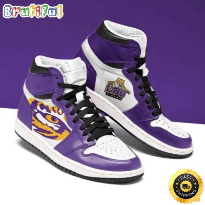 NCAA LSU Tigers Purple White Air Jordan 1 High Sneakers