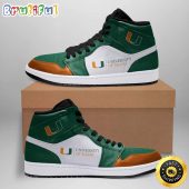 NCAA Miami Hurricanes Green White Air Jordan 1 High Sneakers