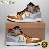 NCAA Miami Hurricanes Orange Grey Air Jordan 1 High Sneakers