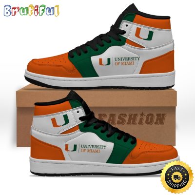 NCAA Miami Hurricanes Orange Grey Air Jordan 1 High Sneakers Legendary Air Jordan Footwear