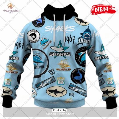 [NEW] NRL Cronulla Sutherland Sharks Season Logo Design Hoodie Sweatshirt 3D -soulcals