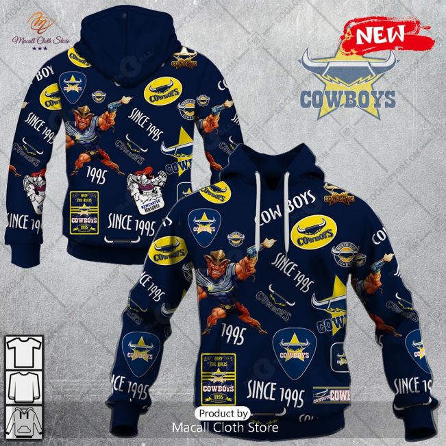[NEW] NRL North Queensland Cowboys Season Logo Design Hoodie Sweatshirt 3D -soulcals