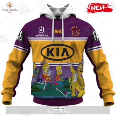 NEW Personalise NRL Brisbane Broncos x The Simpsons 2023 Halloween Jersey Hoodie 3D -soulcals