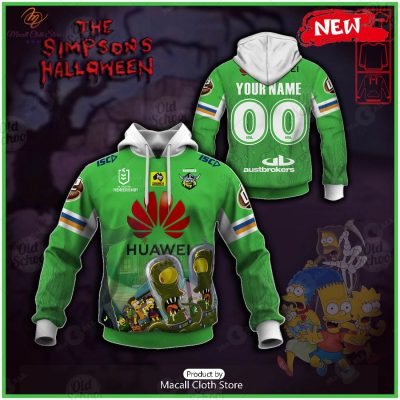 NEW Personalise NRL Canberra Raiders x The Simpsons 2023 Halloween Jersey Hoodie 3D -soulcals